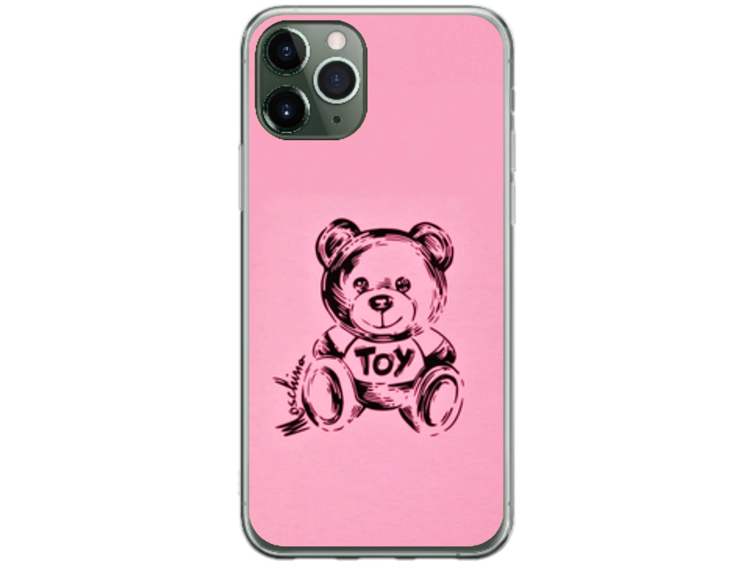 Husa Silicon HQCover compatibila cu Apple iPhone 11 Pro Max, model Urs Roz, rezistenta la socuri si zgarieturi, SP1M00049