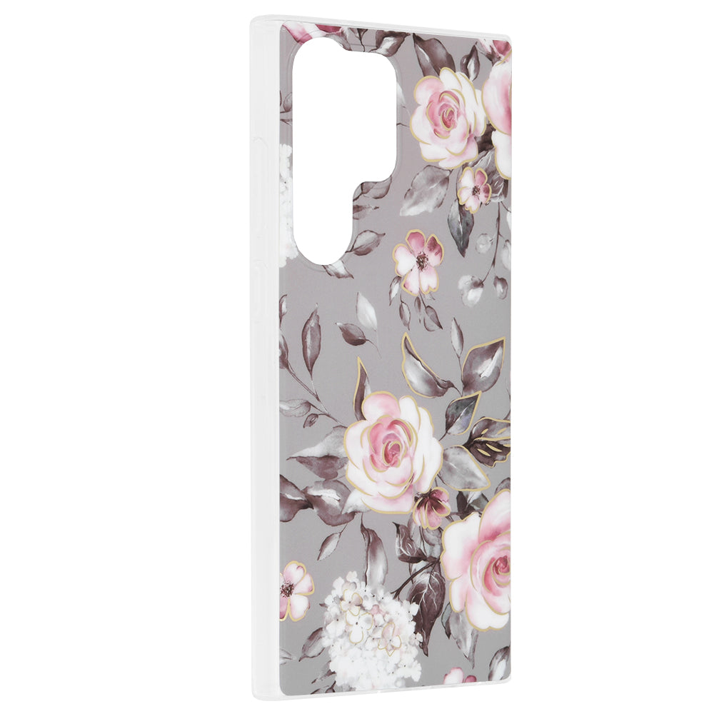 Husa de protectie Techsuit Marble Series compatibila cu Samsung Galaxy S23 Ultra, acoperire spate, Bloom of Ruth, Gray
