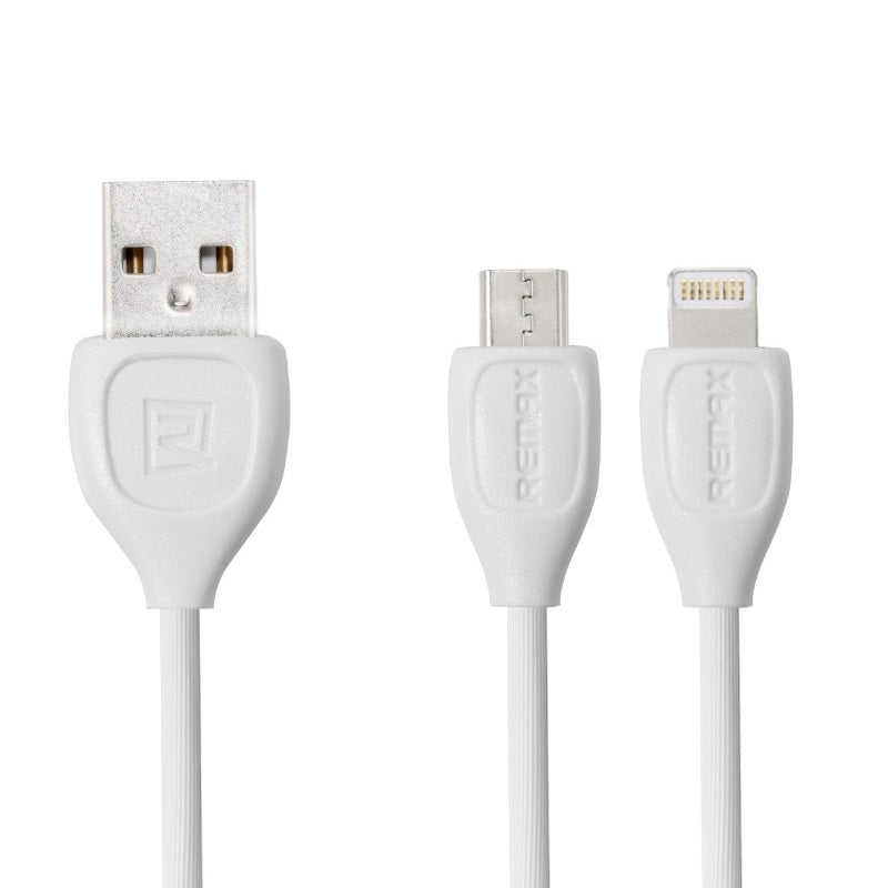 Cablu Date & Incarcare MicroUSB & APPLE Lightning - 2 Metri (Alb) REMAX RC-050T