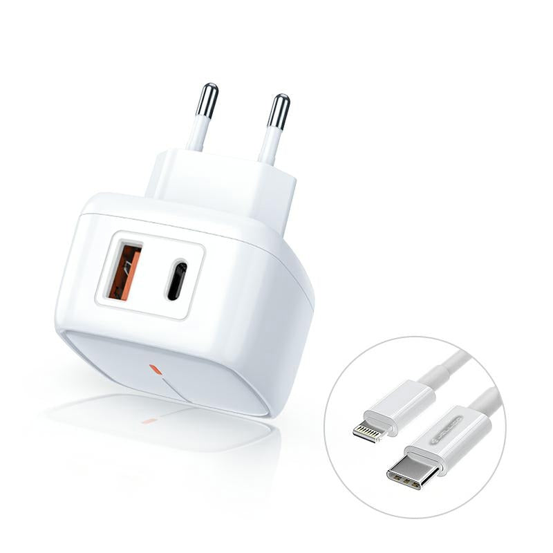 Incarcator Universal USB & Tip C + Cablu Lightning (Alb) JELLICO C3
