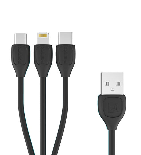 Cablu Date & Incarcare 3in1 - MicroUSB / Lightning / Tip C (Negru) REMAX RC-050th