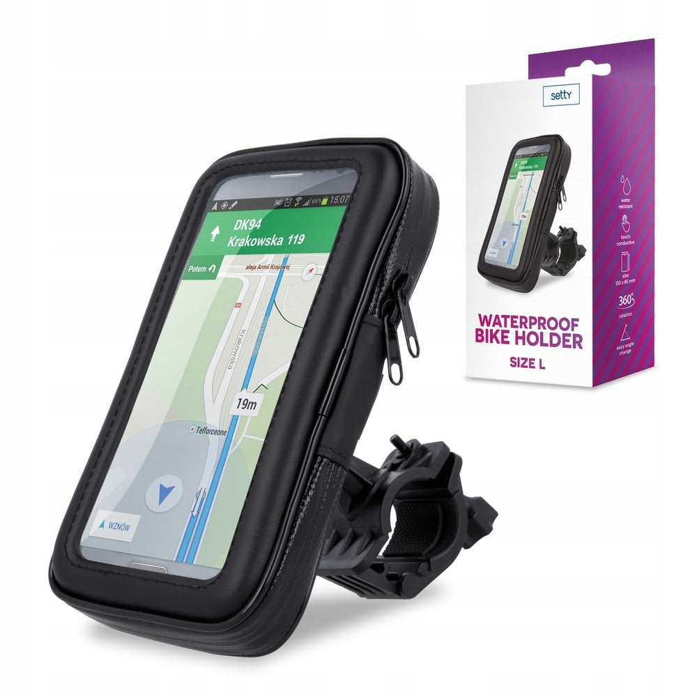 Suport Telefon Bicileta Universal Rezistent la Apa 6 (Negru) Setty UR-03L XL"