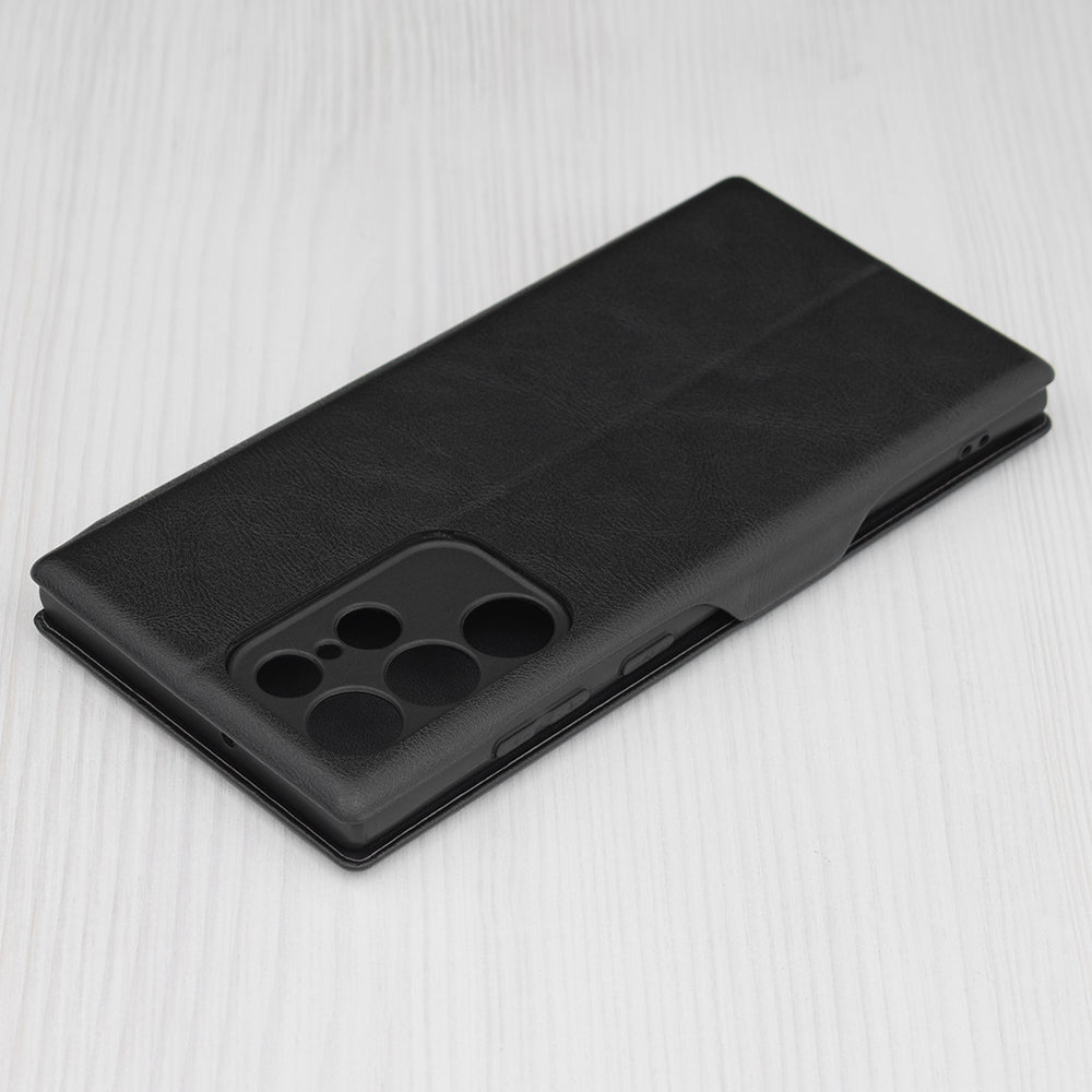 Husa de protectie Techsuit Safe Wallet Plus compatibila cu Samsung Galaxy S22 Ultra 5G, acoperire spate, negru