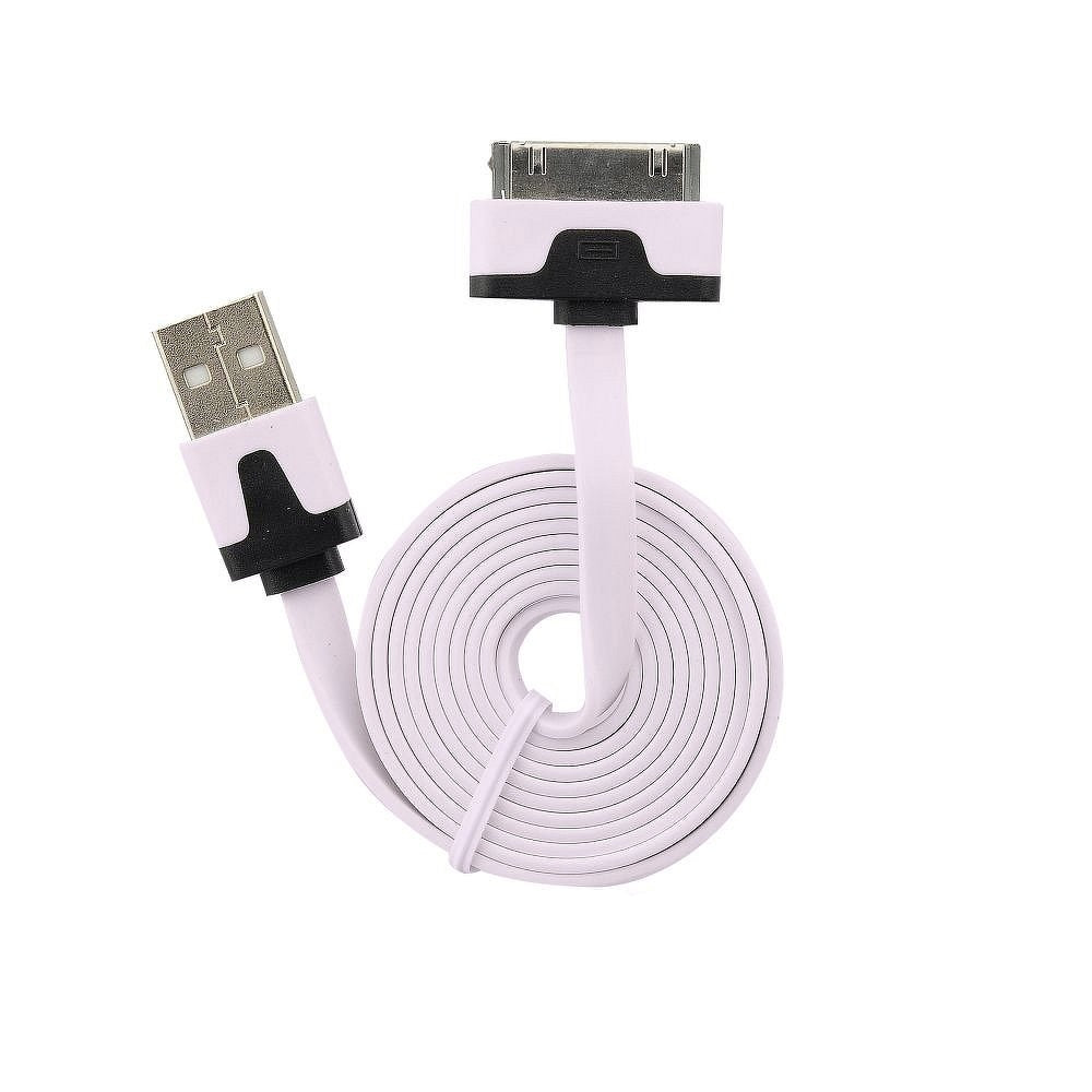 Cablu Date & Incarcare APPLE iPhone 4 (30 Pini) Plat - 1 Metru (Alb)