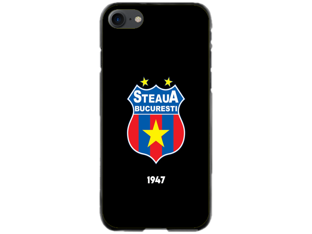 Husa Silicon HQCover compatibila cu Apple iPhone 8, model Steaua Bucuresti, rezistenta la socuri si zgarieturi, SP1M00004