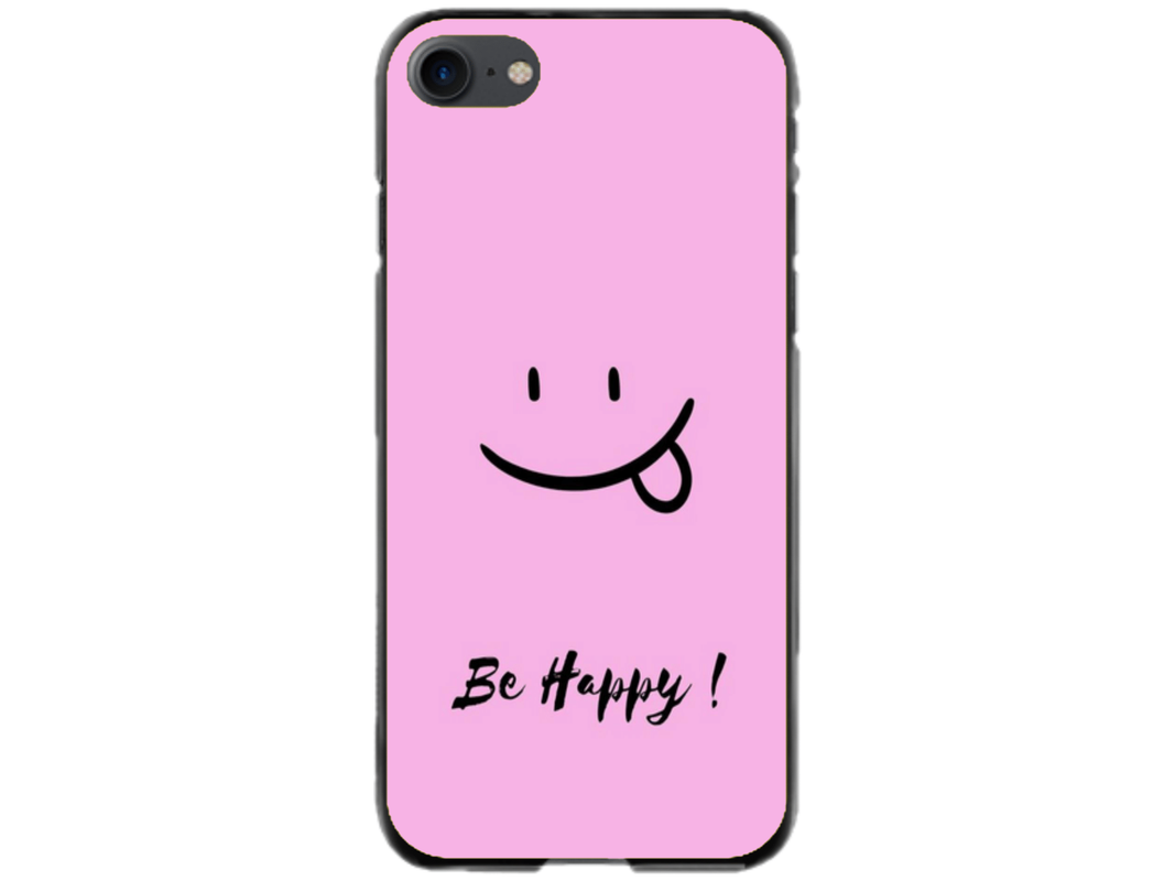 Husa Silicon HQCover compatibila cu Apple iPhone SE 2022, model Be Happy, rezistenta la socuri si zgarieturi, SP1M00033