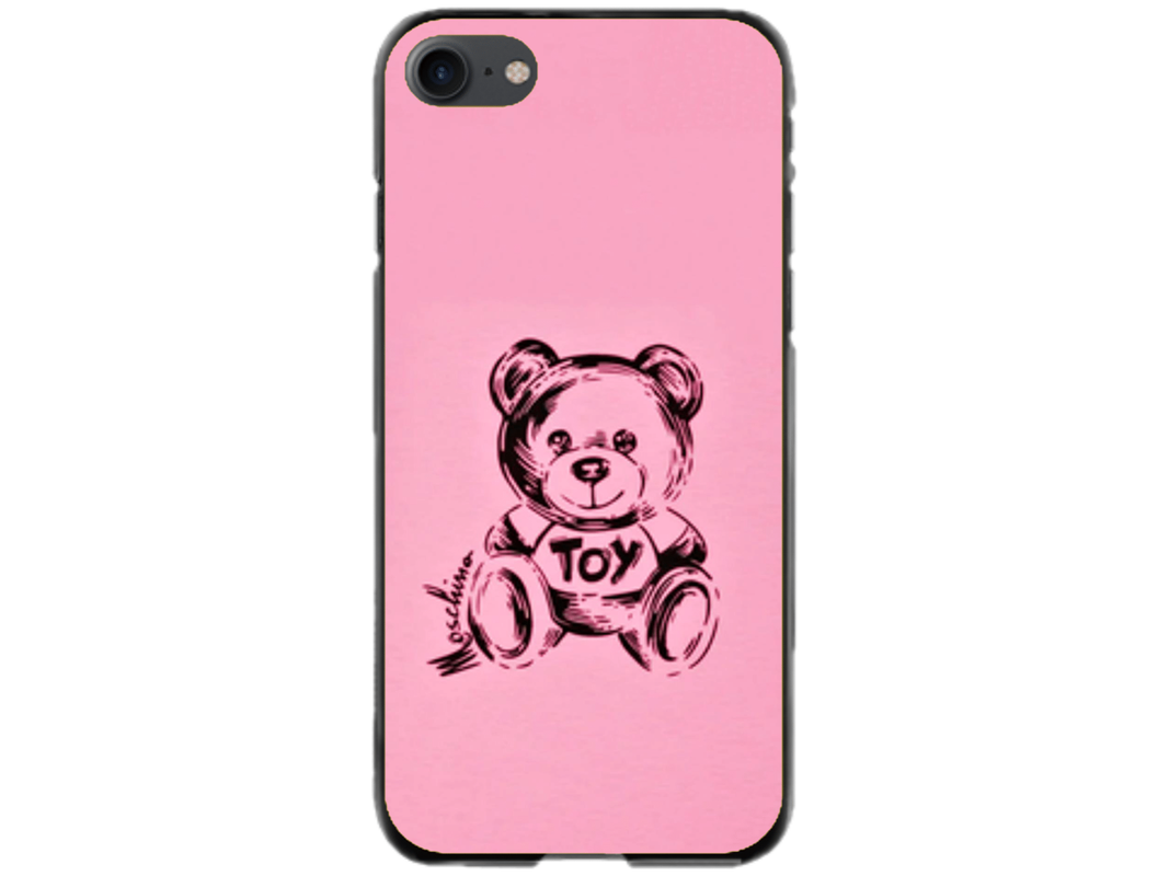Husa Silicon HQCover compatibila cu Apple iPhone SE 2, model Urs Roz, rezistenta la socuri si zgarieturi, SP1M00049