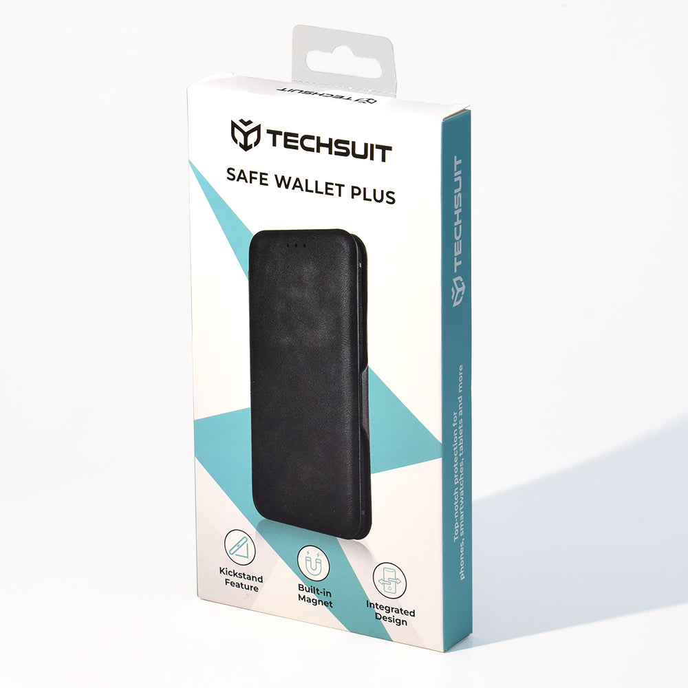 Husa de protectie Techsuit Safe Wallet Plus compatibila cu Realme 13 4G, acoperire spate, negru