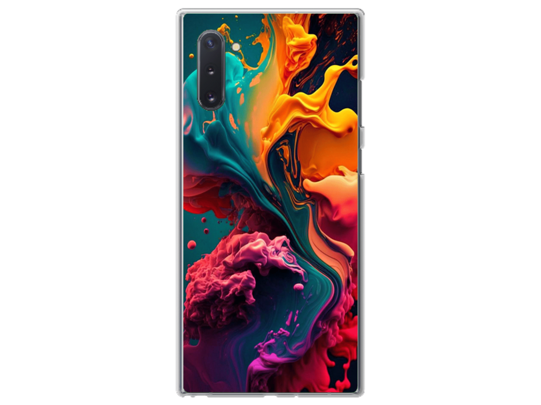 Husa Silicon HQCover compatibila cu Samsung Galaxy Note 10, model Explozie de culori v1, rezistenta la socuri si zgarieturi, SP1M00029