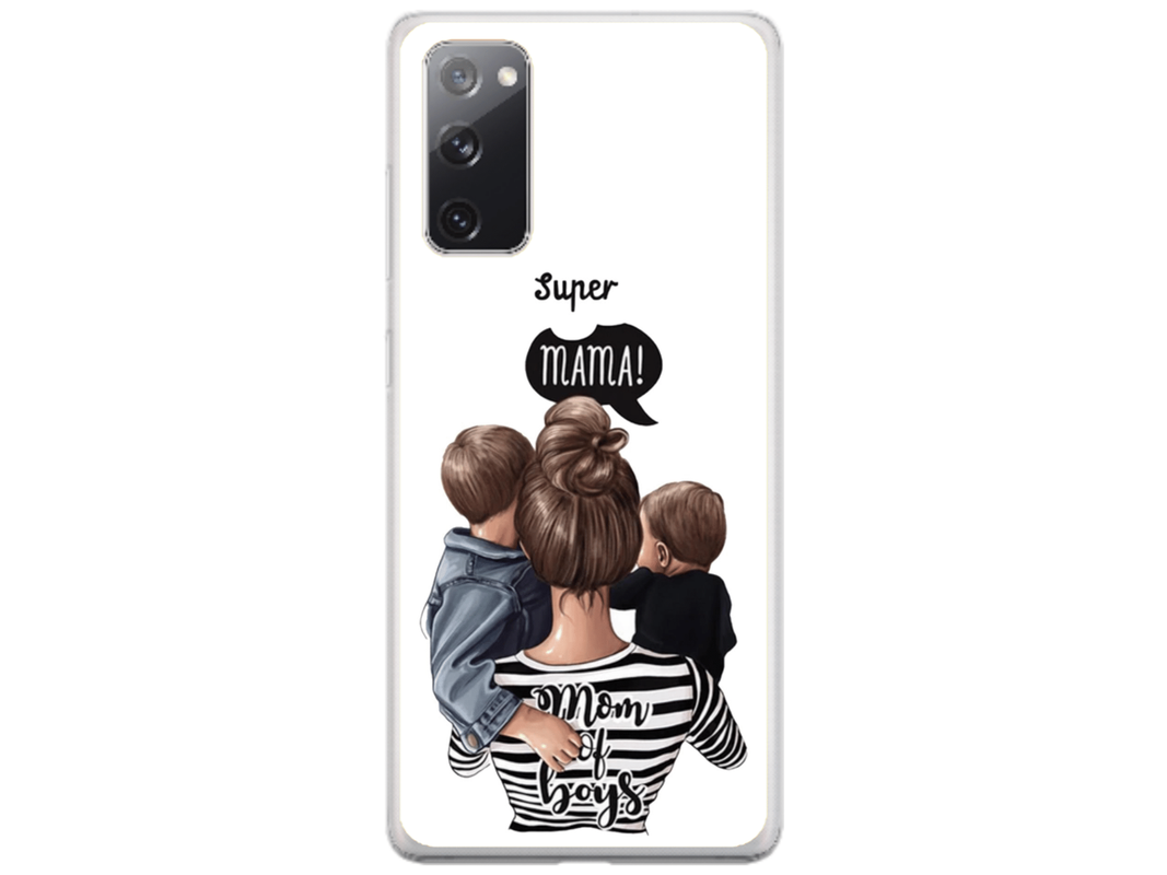 Husa Silicon HQCover compatibila cu Samsung Galaxy S20 FE, model Super Mom of Boys, rezistenta la socuri si zgarieturi, SP1M00031