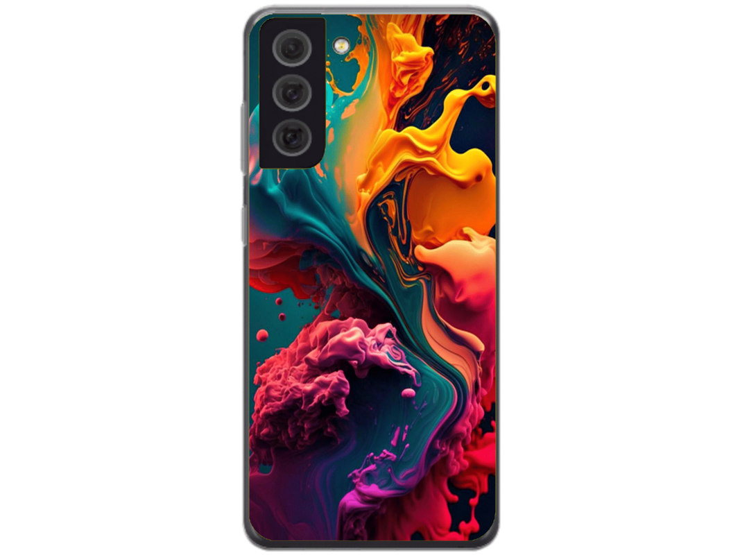 Husa Silicon HQCover compatibila cu Samsung Galaxy S22 Plus 5G, model Explozie de culori v1, rezistenta la socuri si zgarieturi, SP1M00029