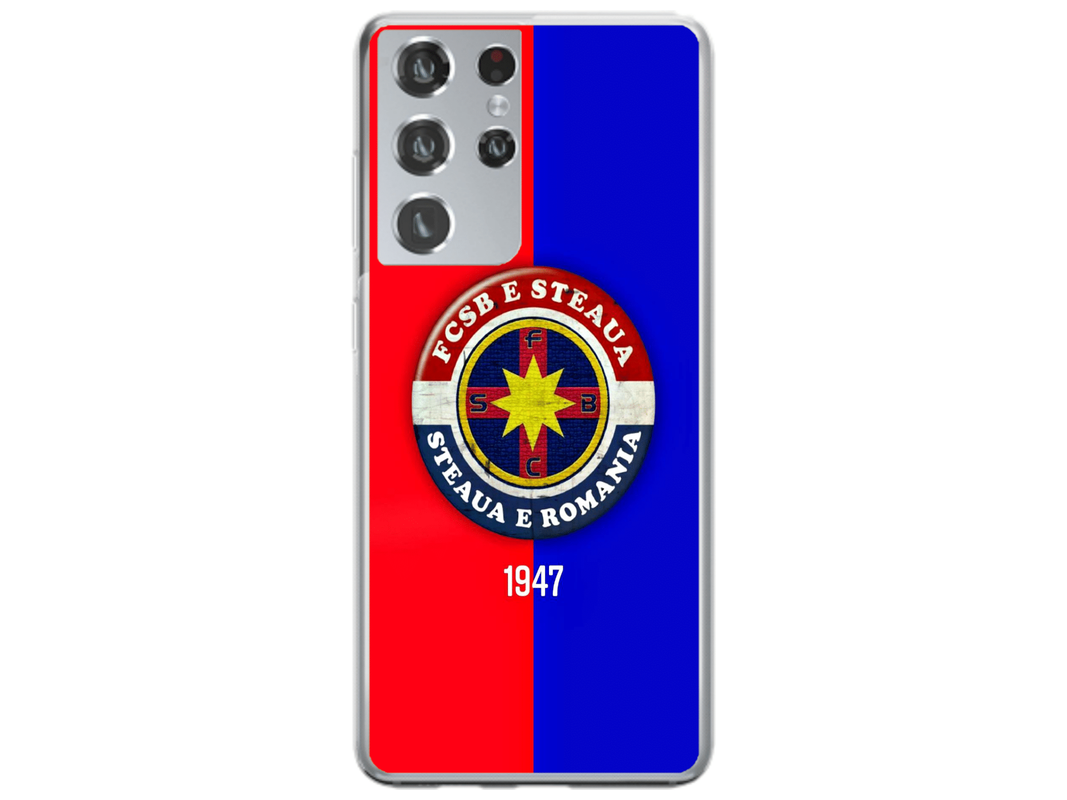 Husa Silicon HQCover compatibila cu Samsung Galaxy S25 Ultra, model FCSB Steaua, rezistenta la socuri si zgarieturi, SP1M00003