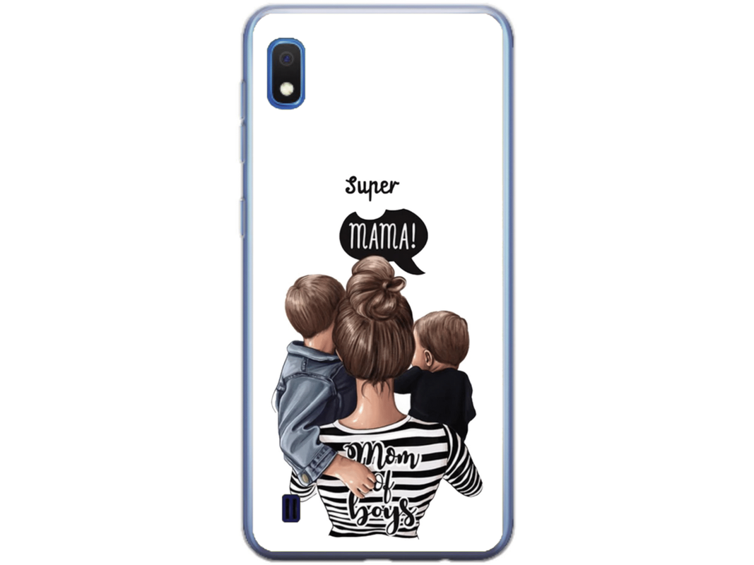 Husa Silicon HQCover compatibila cu Samsung Galaxy A10, model Super Mom of Boys, rezistenta la socuri si zgarieturi, SP1M00031
