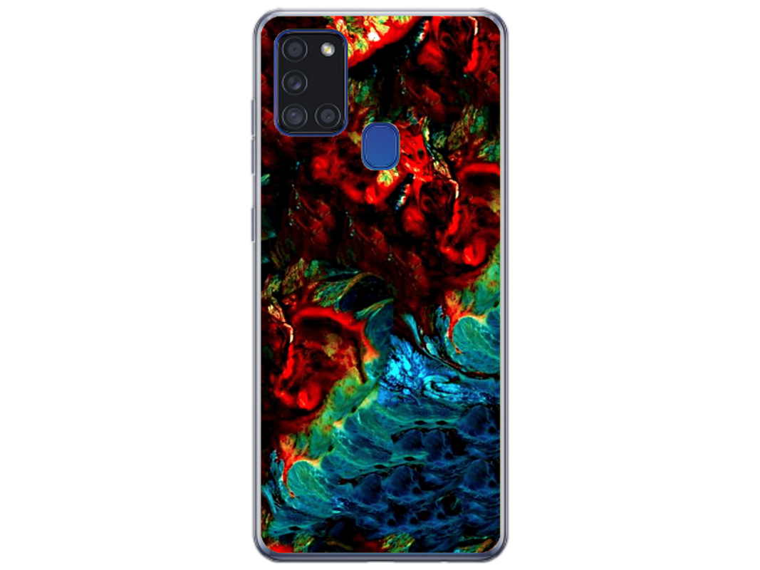 Husa Silicon HQCover compatibila cu Samsung Galaxy A21s, model Explozie de culori v2, rezistenta la socuri si zgarieturi, SP1M00043