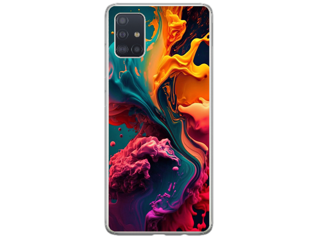 Husa Silicon HQCover compatibila cu Samsung Galaxy A51, model Explozie de culori v1, rezistenta la socuri si zgarieturi, SP1M00029