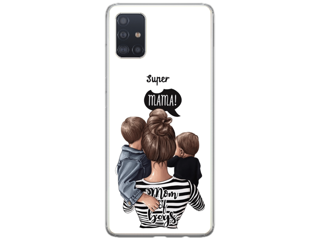 Husa Silicon HQCover compatibila cu Samsung Galaxy A71, model Super Mom of Boys, rezistenta la socuri si zgarieturi, SP1M00031