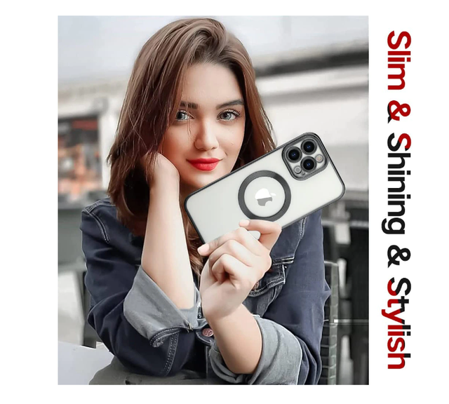 Husa de protectie MagSafe compatibila cu Apple iPhone 15 Pro, neagra, functie incarcare wireless, rezistenta la socuri