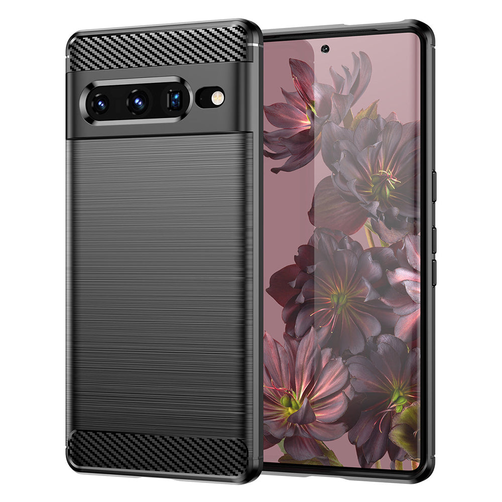 Husa de protectie Techsuit Carbon Siliconecompatibila cu Google Pixel 7 Pro, acoperire spate, negru