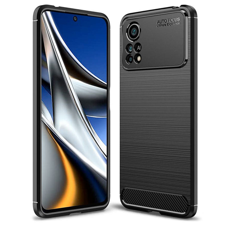 Husa de protectie Techsuit Carbon Siliconecompatibila cu Xiaomi Poco X4 Pro 5G , acoperire spate, negru