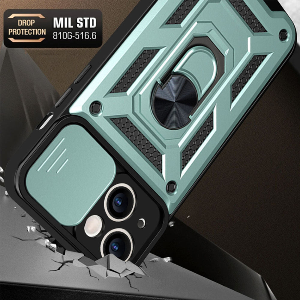 Husa de protectie Techsuit CamShield Series compatibila cu Apple iPhone 13, acoperire spate, verde