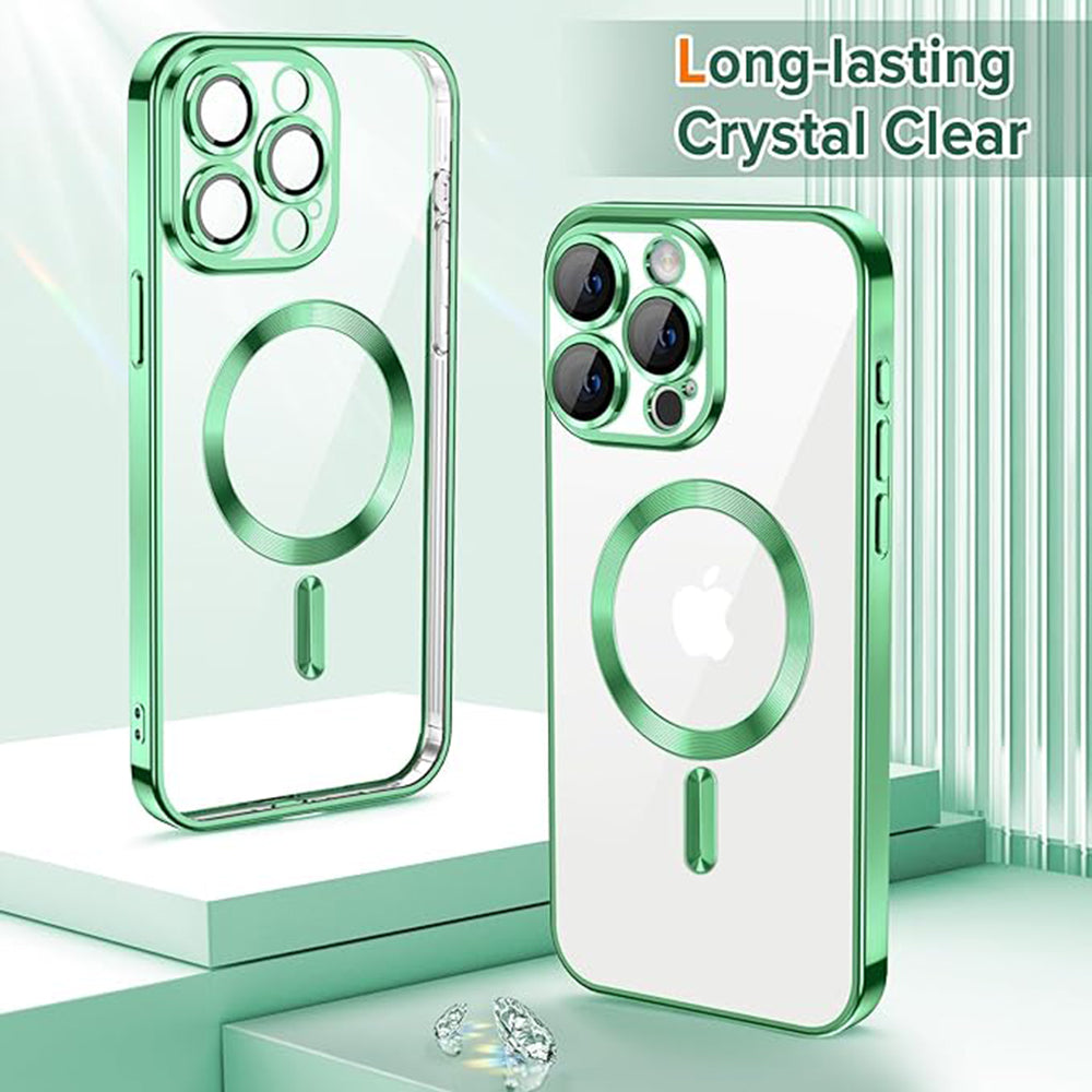 Husa de protectie Techsuit Luxury Crystal MagSafecompatibila cu Apple iPhone 15 Pro Max, acoperire spate, verde kaki