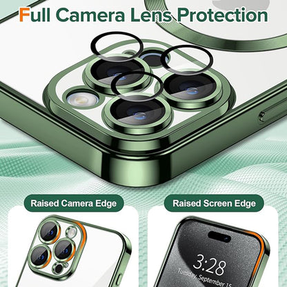 Husa de protectie Techsuit Luxury Crystal MagSafecompatibila cu Apple iPhone 15 Pro Max, acoperire spate, verde forest