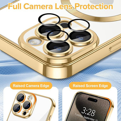 Husa de protectie Techsuit Luxury Crystal MagSafecompatibila cu Apple iPhone 15 Pro Max, acoperire spate, rose gold