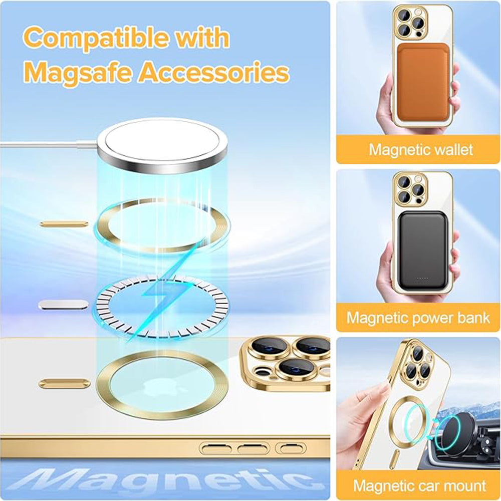 Husa de protectie Techsuit Luxury Crystal MagSafecompatibila cu Apple iPhone 15 Pro Max, acoperire spate, rose gold