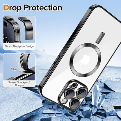 Husa de protectie Techsuit Luxury Crystal MagSafecompatibila cu Apple iPhone 15 Pro Max, acoperire spate, negru