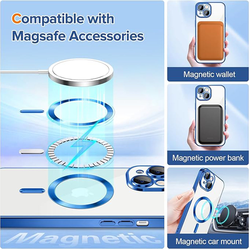 Husa de protectie Techsuit Luxury Crystal MagSafecompatibila cu Apple iPhone 15 Plus, acoperire spate, mov deschis