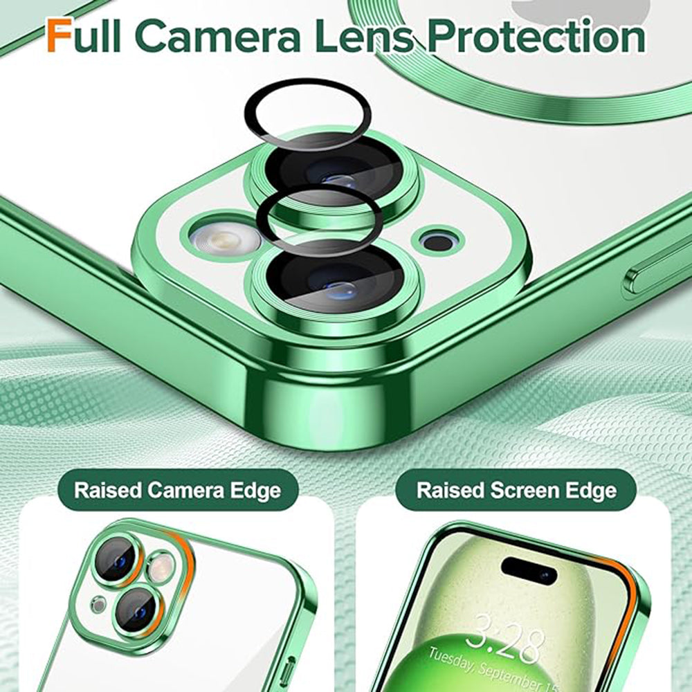 Husa de protectie Techsuit Luxury Crystal MagSafecompatibila cu Apple iPhone 15 Plus, acoperire spate, argintiu