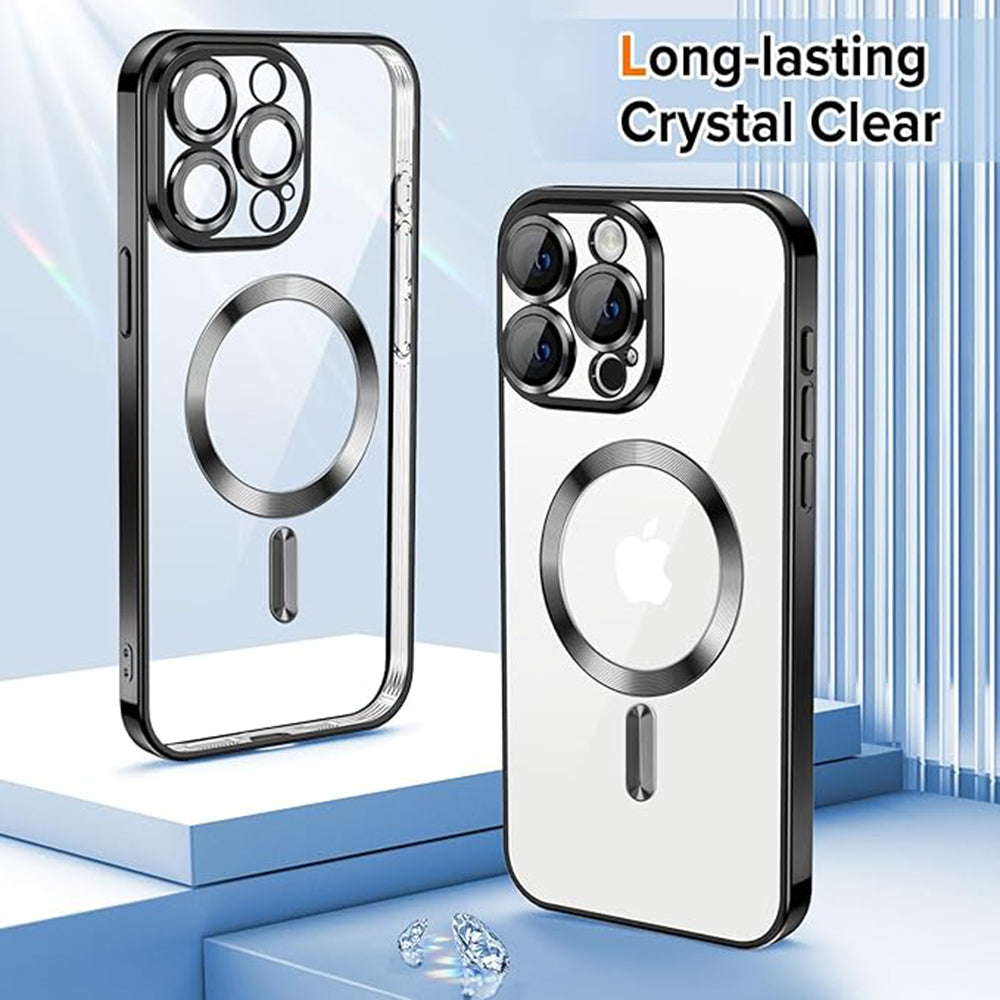 Husa de protectie Techsuit Luxury Crystal MagSafecompatibila cu Apple iPhone 15 Pro, acoperire spate, negru