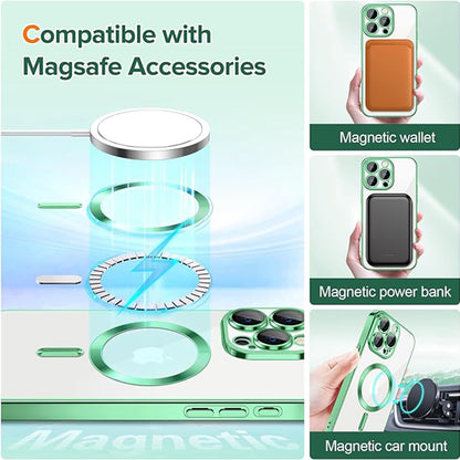 Husa de protectie Techsuit Luxury Crystal MagSafecompatibila cu Apple iPhone 15 Pro, acoperire spate, verde kaki