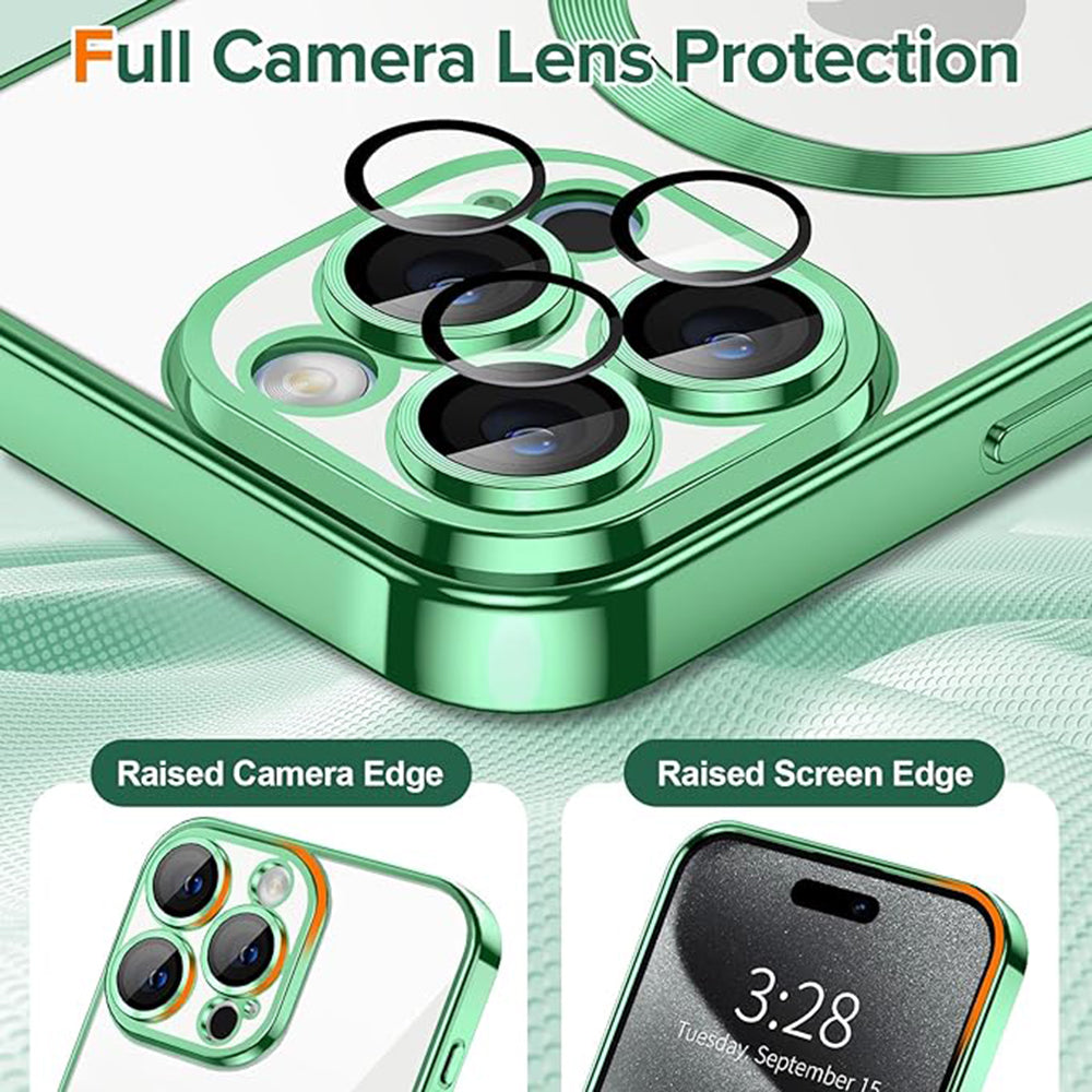 Husa de protectie Techsuit Luxury Crystal MagSafecompatibila cu Apple iPhone 15 Pro, acoperire spate, verde kaki