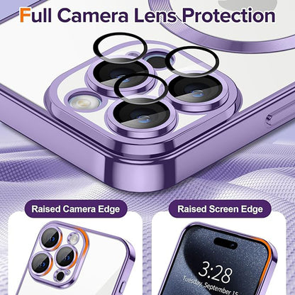 Husa de protectie Techsuit Luxury Crystal MagSafecompatibila cu Apple iPhone 15 Pro, acoperire spate, mov deschis