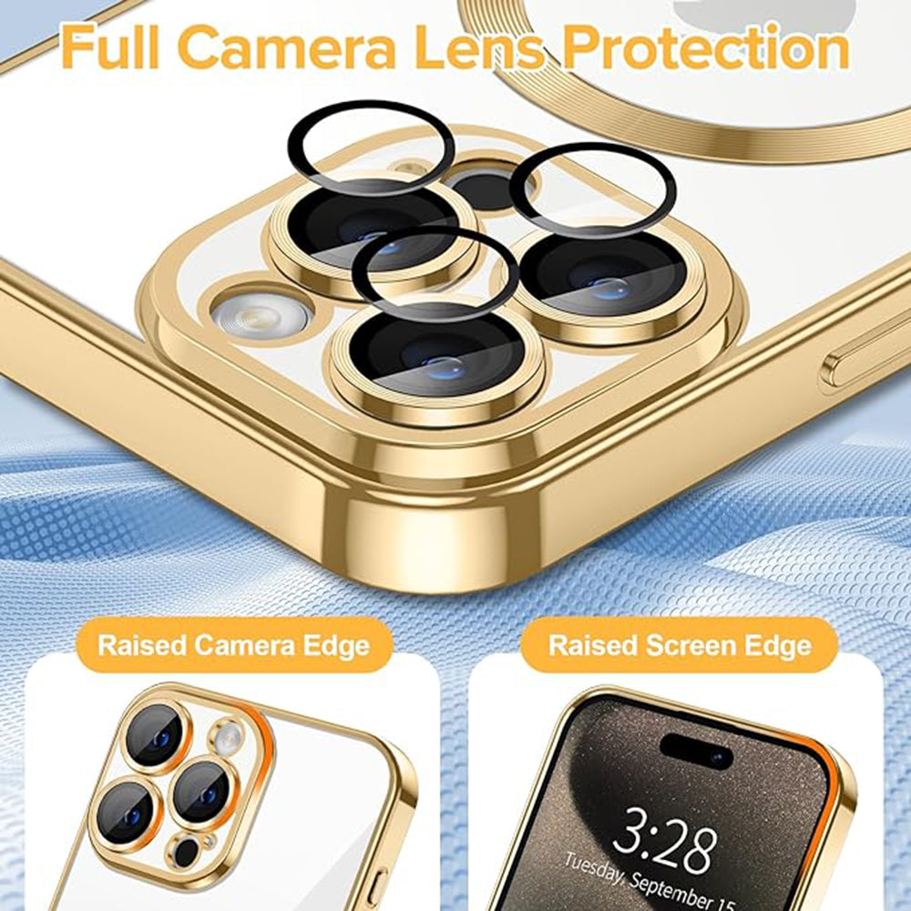 Husa de protectie Techsuit Luxury Crystal MagSafecompatibila cu Apple iPhone 15 Pro, acoperire spate, rose gold