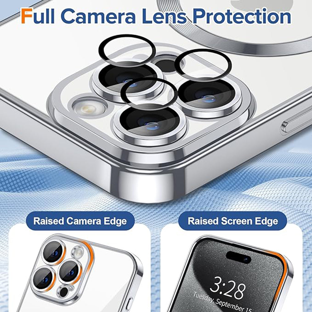 Husa de protectie Techsuit Luxury Crystal MagSafecompatibila cu Apple iPhone 15 Pro, acoperire spate, argintiu