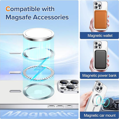 Husa de protectie Techsuit Luxury Crystal MagSafecompatibila cu Apple iPhone 15 Pro, acoperire spate, argintiu