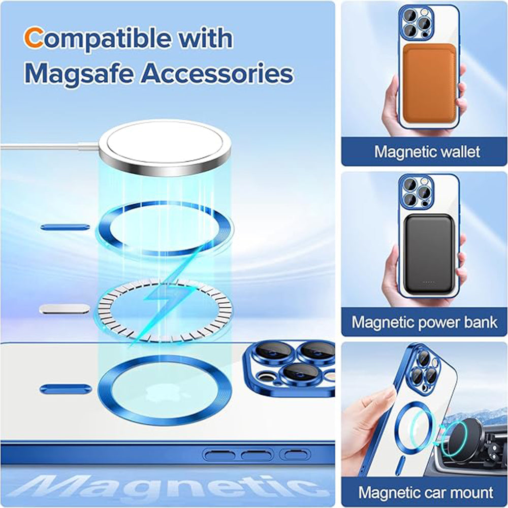 Husa de protectie Techsuit Luxury Crystal MagSafecompatibila cu Apple iPhone 15 Pro, acoperire spate, albastru inchis