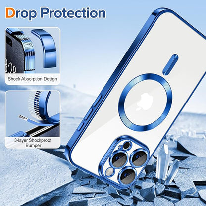 Husa de protectie Techsuit Luxury Crystal MagSafecompatibila cu Apple iPhone 15 Pro, acoperire spate, albastru inchis