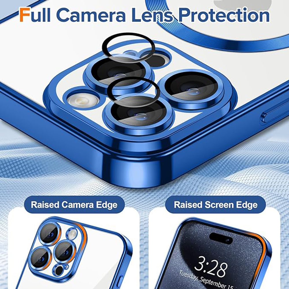 Husa de protectie Techsuit Luxury Crystal MagSafecompatibila cu Apple iPhone 15 Pro, acoperire spate, albastru inchis