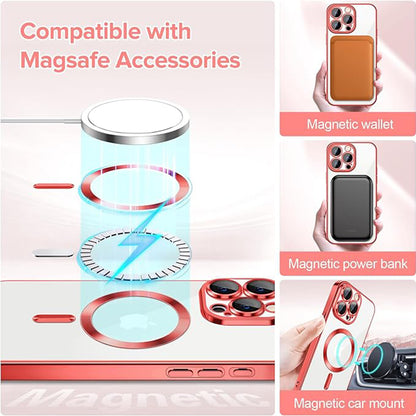 Husa de protectie Techsuit Luxury Crystal MagSafecompatibila cu Apple iPhone 15 Pro, acoperire spate, rosu