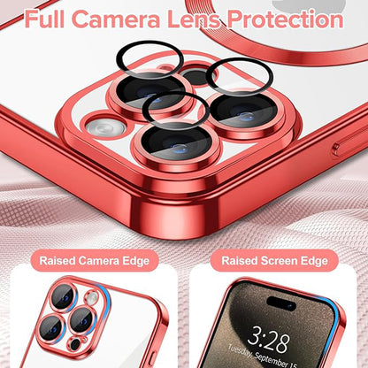 Husa de protectie Techsuit Luxury Crystal MagSafecompatibila cu Apple iPhone 15 Pro, acoperire spate, rosu