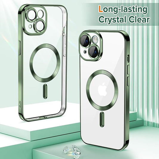 Husa de protectie Techsuit Luxury Crystal MagSafecompatibila cu Apple iPhone 15, acoperire spate, verde forest
