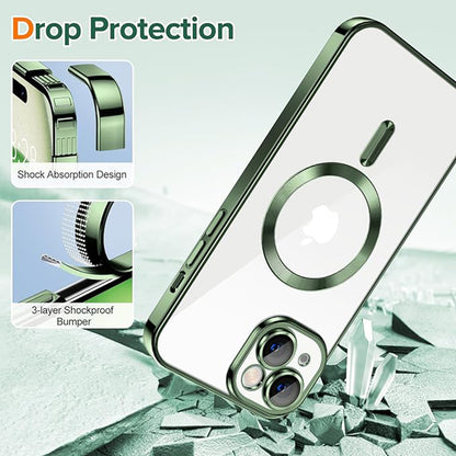 Husa de protectie Techsuit Luxury Crystal MagSafecompatibila cu Apple iPhone 15, acoperire spate, verde forest