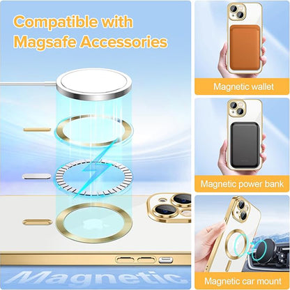 Husa de protectie Techsuit Luxury Crystal MagSafecompatibila cu Apple iPhone 15, acoperire spate, rose gold
