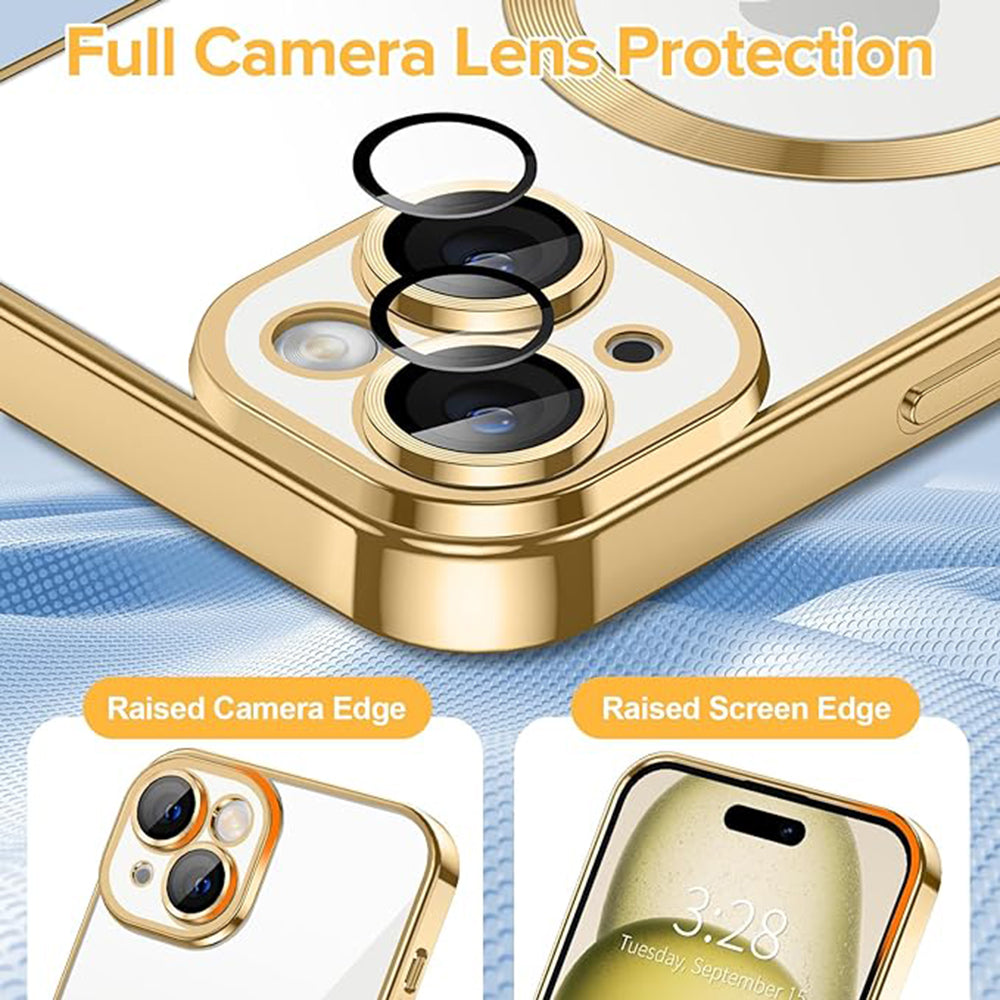 Husa de protectie Techsuit Luxury Crystal MagSafecompatibila cu Apple iPhone 15, acoperire spate, rose gold