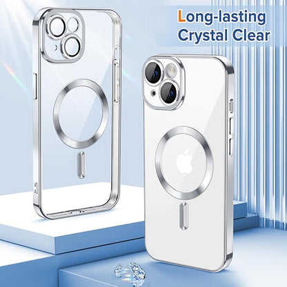 Husa de protectie Techsuit Luxury Crystal MagSafecompatibila cu Apple iPhone 15, acoperire spate, argintiu