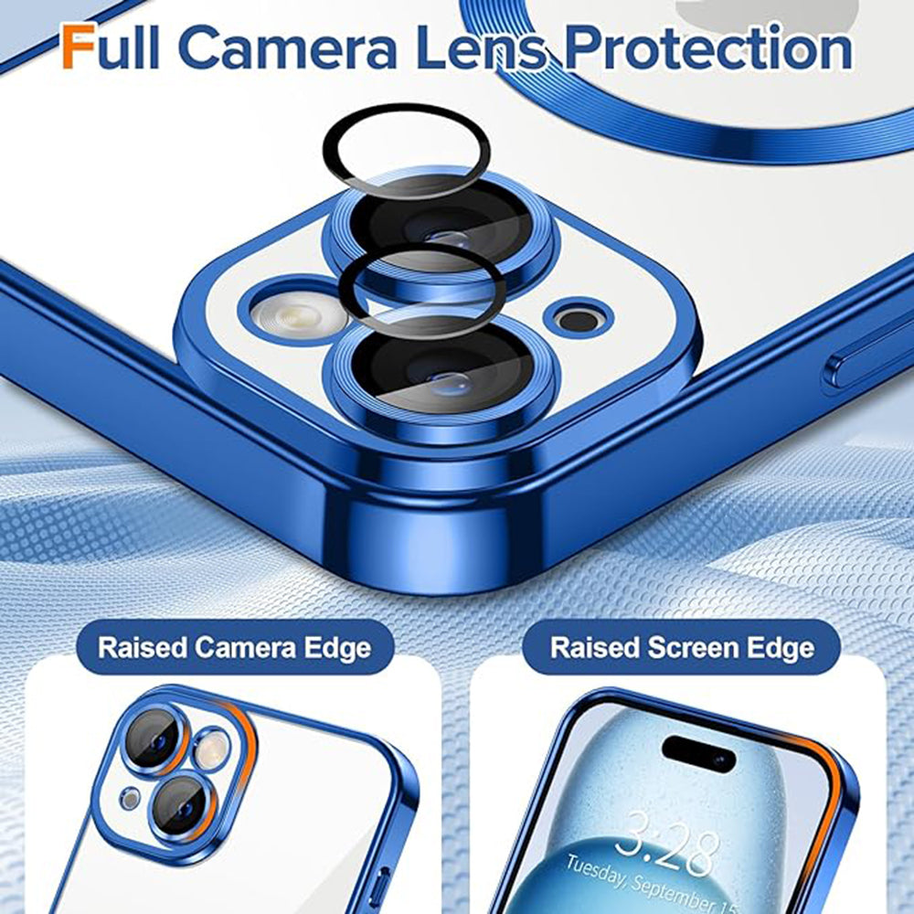 Husa de protectie Techsuit Luxury Crystal MagSafecompatibila cu Apple iPhone 15, acoperire spate, albastru inchis