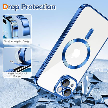 Husa de protectie Techsuit Luxury Crystal MagSafecompatibila cu Apple iPhone 15, acoperire spate, albastru inchis